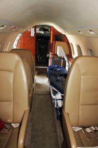 Learjet interior with stretcher transport