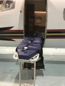 stretcher loader on learjet