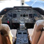 empty cockpit of Learjet 60 air ambulance