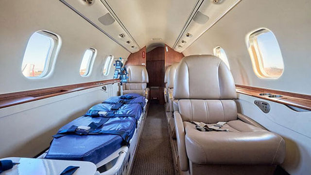 small square of Learjet medical interior