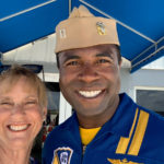 Blue angel smiling with Denise Waye