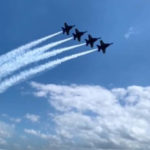 blue angles flying in parallel formation