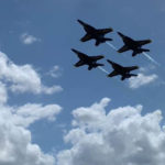blue angels flying in diamond formation